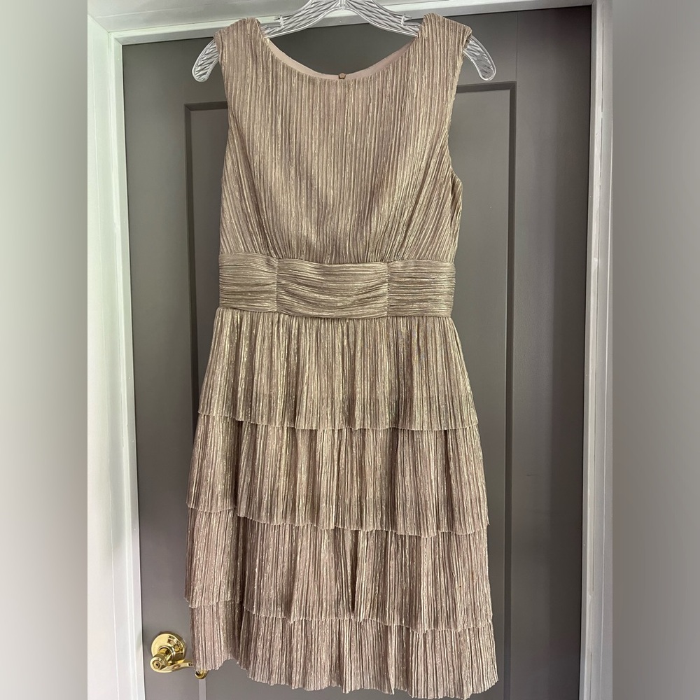Mid length metallic layered shimmery dress